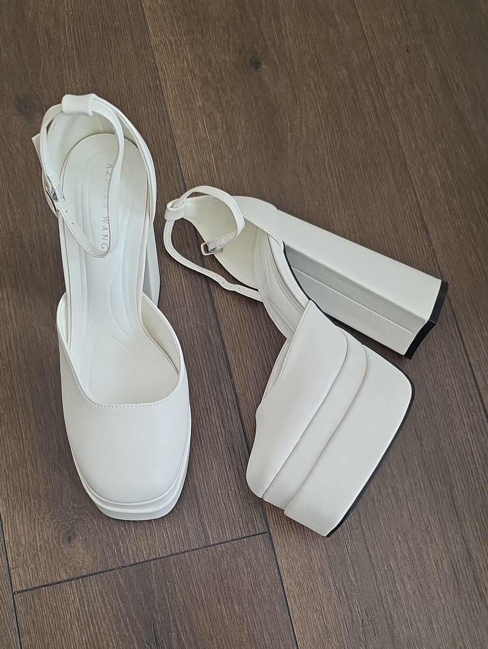 White Platform Block Heel Sandals with Ankle Strap